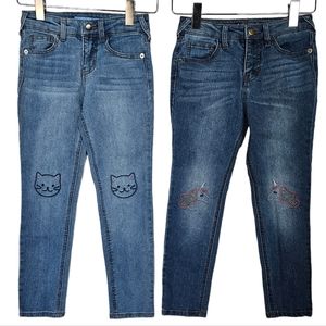 Set of 2 Girl's Size 6/6X Super Skinny Super Stretch Pants with Embroidery